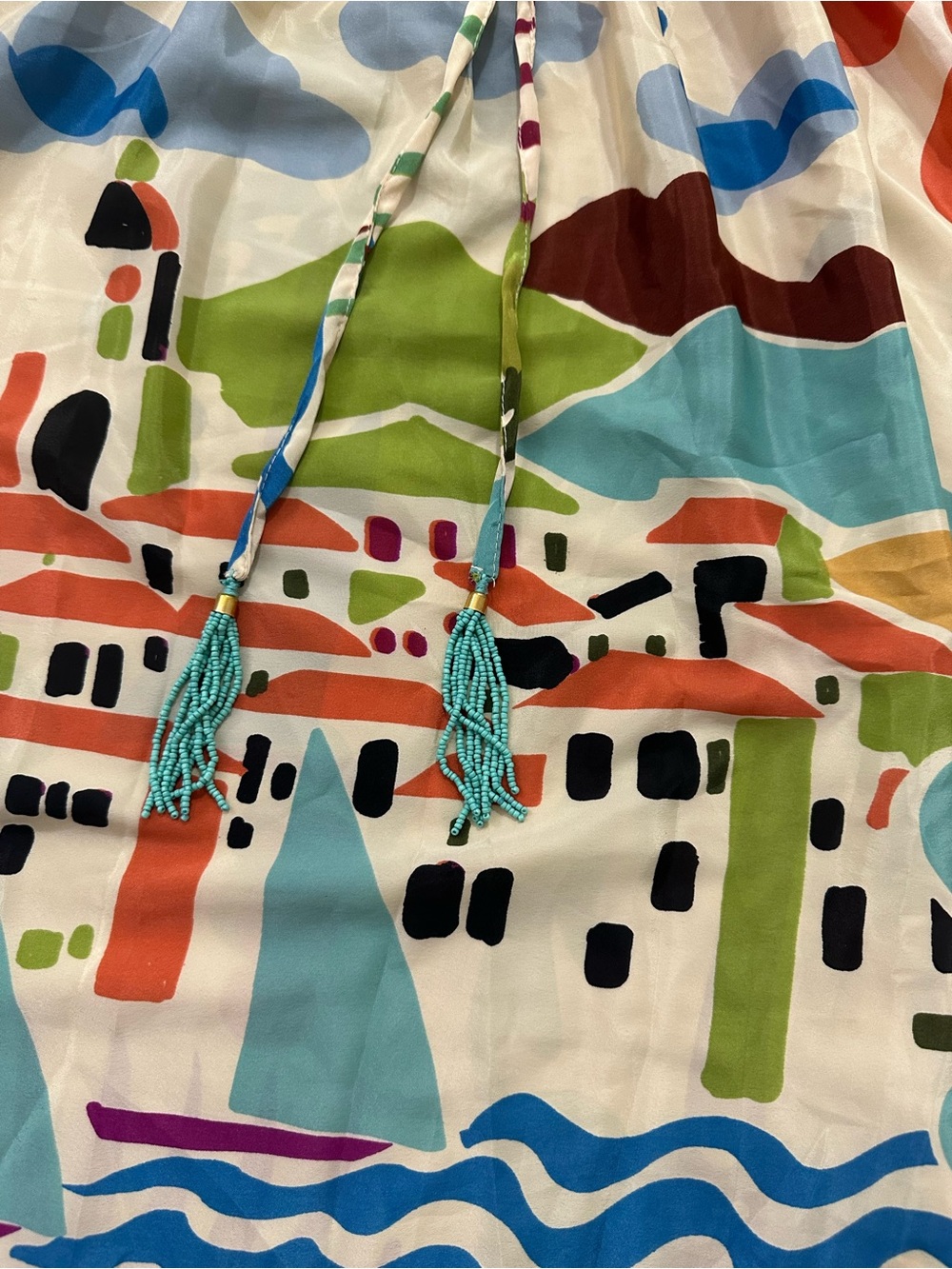 Mediterranean Print Strapless Maxi Dress – Size Small